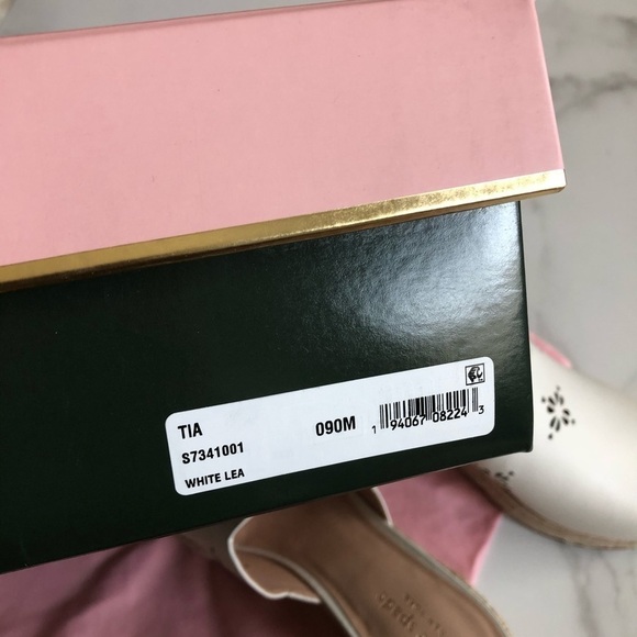 Kate Spade Tia Tenley Espadrille Wedge Sandal White Leather Laser Cut - Picture 8 of 8